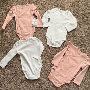 Honest Baby Long Sleeve And Ruffle Shoulder Onesies 4 Total Size: 6-9 Months